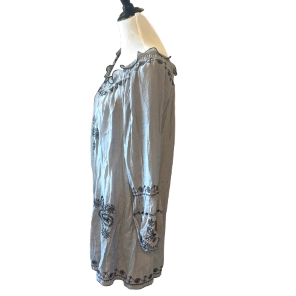 Easley Grey Embroidered Long Sleeve Dress, NWT - Picture 4 of 11